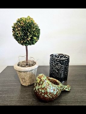Home Decor Set, Topiary, Luminary, Bird Tea Light Holder